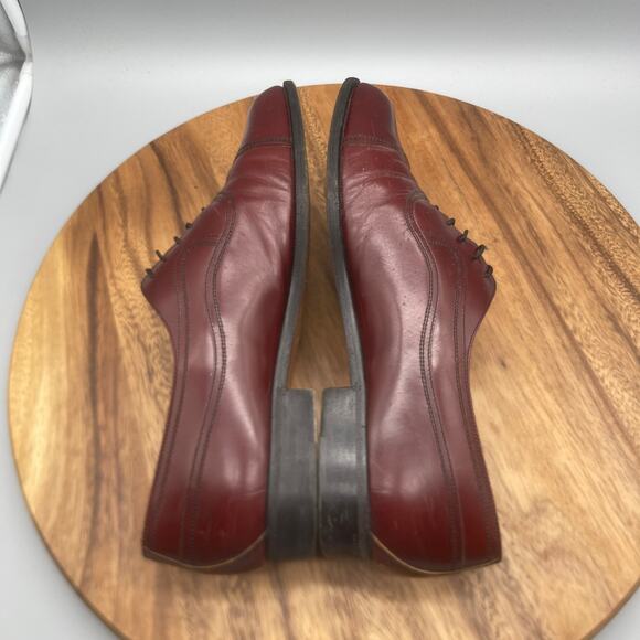 Zanin Oxfords Mens Size 10.5 Red Leather Cap Toe Dress Shoes Made in Italy - Picture 6 of 8
